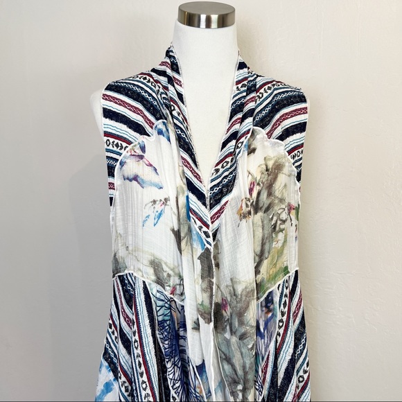 ✖️SOLD✖️•DOR DOR COUTURE•Anthropologie Mixed Media Long Sleeveless Cardigan/Vest - Picture 3 of 11